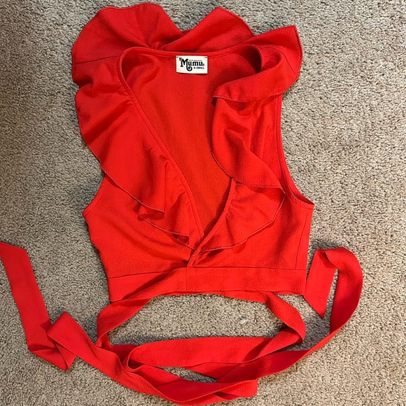 Show me your Mumu ruffle wrap crop top size xs - Picture 1 of 4